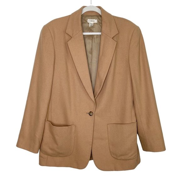 J Crew Oversized Blazer Jacket Size 10 Wool Camel